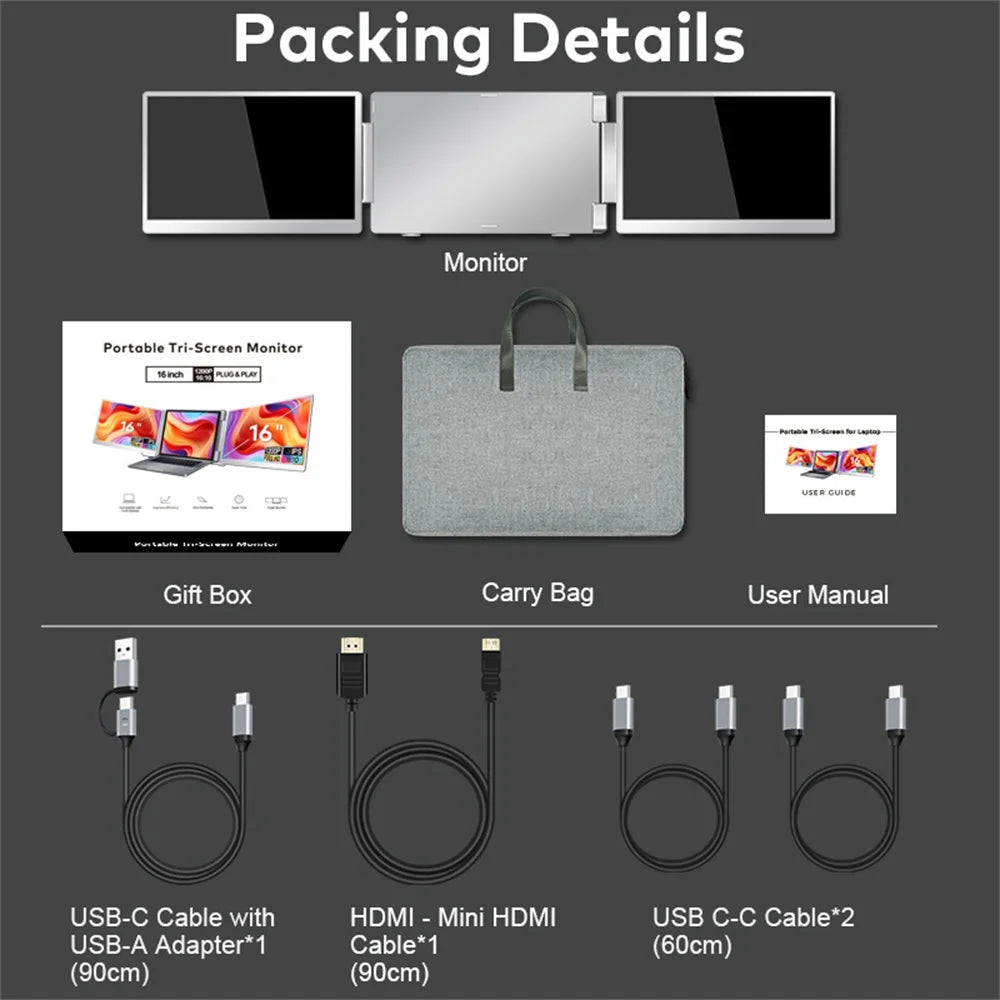 Portable LCD Backlit Monitor High-Definition Dual Screen Extender