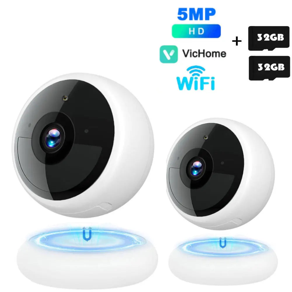2K 5MP Wi-Fi Home Security Camera with Wireless Outdoor Magnetic Mount (Battery Powered)