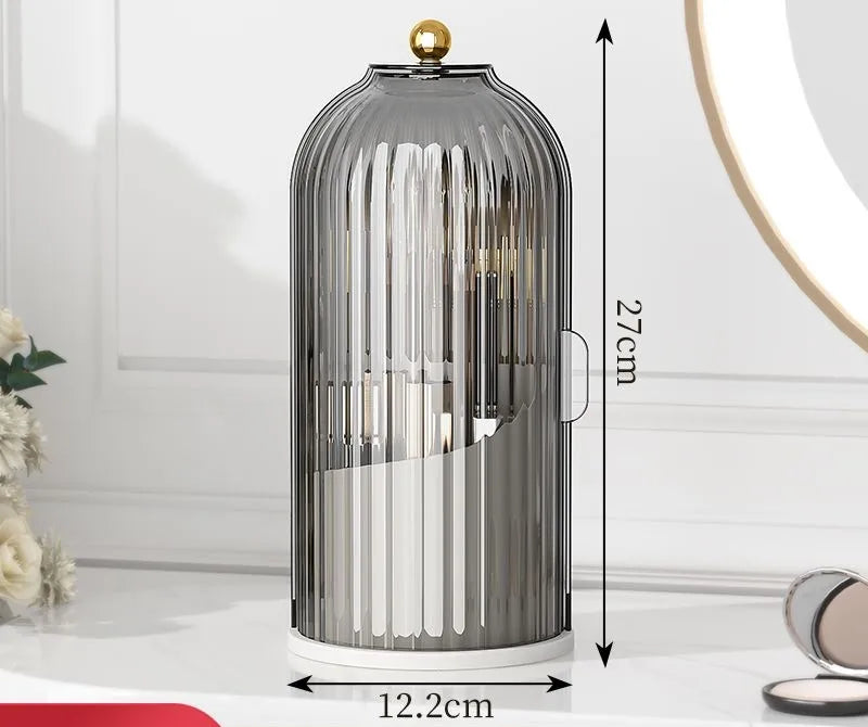 Diamond Birdcage Makeup Brush Holder with Lid 360 Rotating