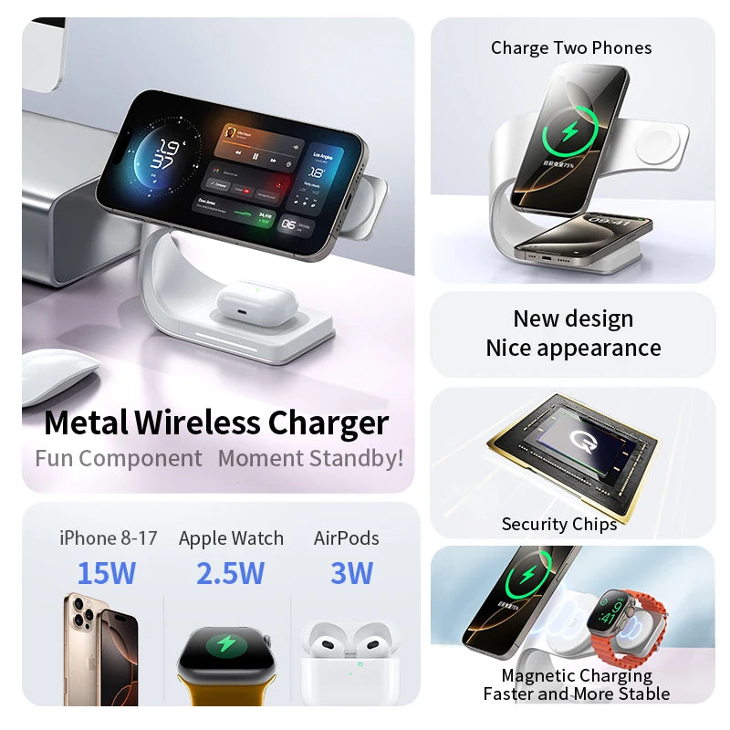 4 in 1 Wireless Fast Charging Station Stand