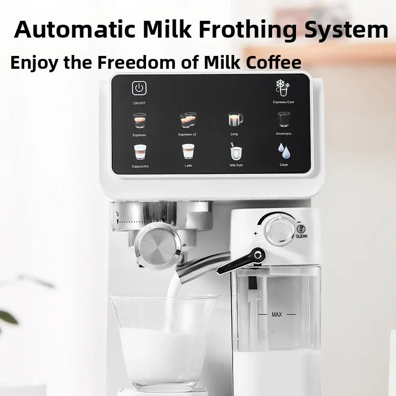 Automatic Touch Screen Coffee Machine for Home 20Bar Espresso Maker with Milk Frother