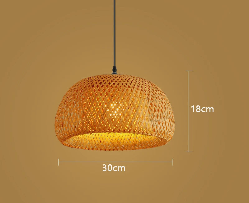Bamboo Lantern Natural Rattan Wicker E27 L