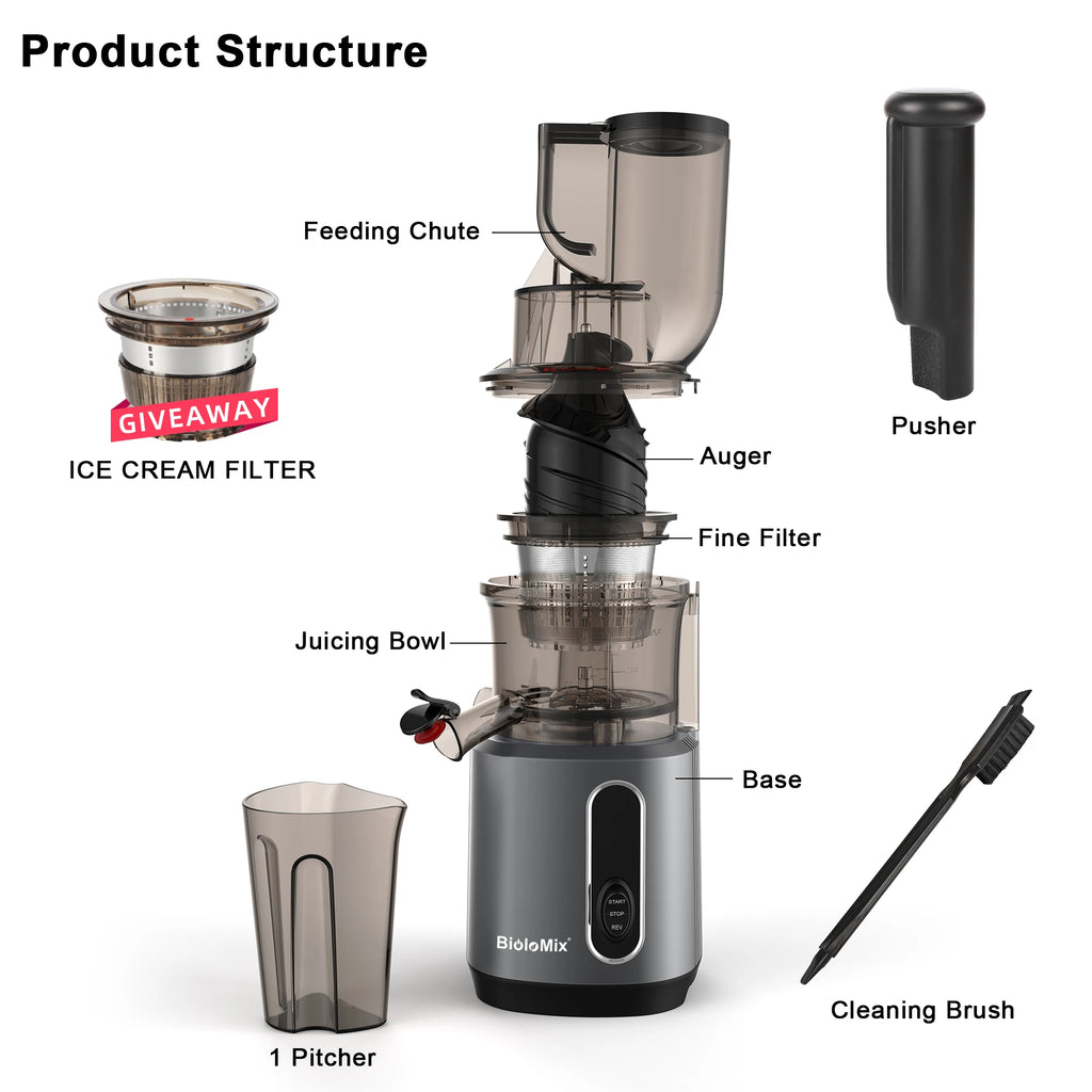 BioloMix Cold Press Juicer with 78mm Feed Chute