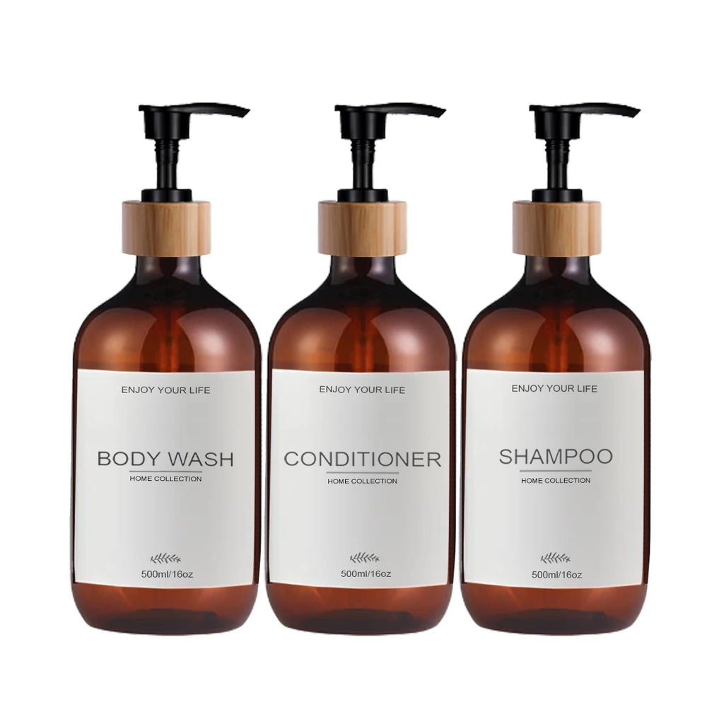 500ml Shampoo and Conditioner Bottles Dispenser 3 Pack