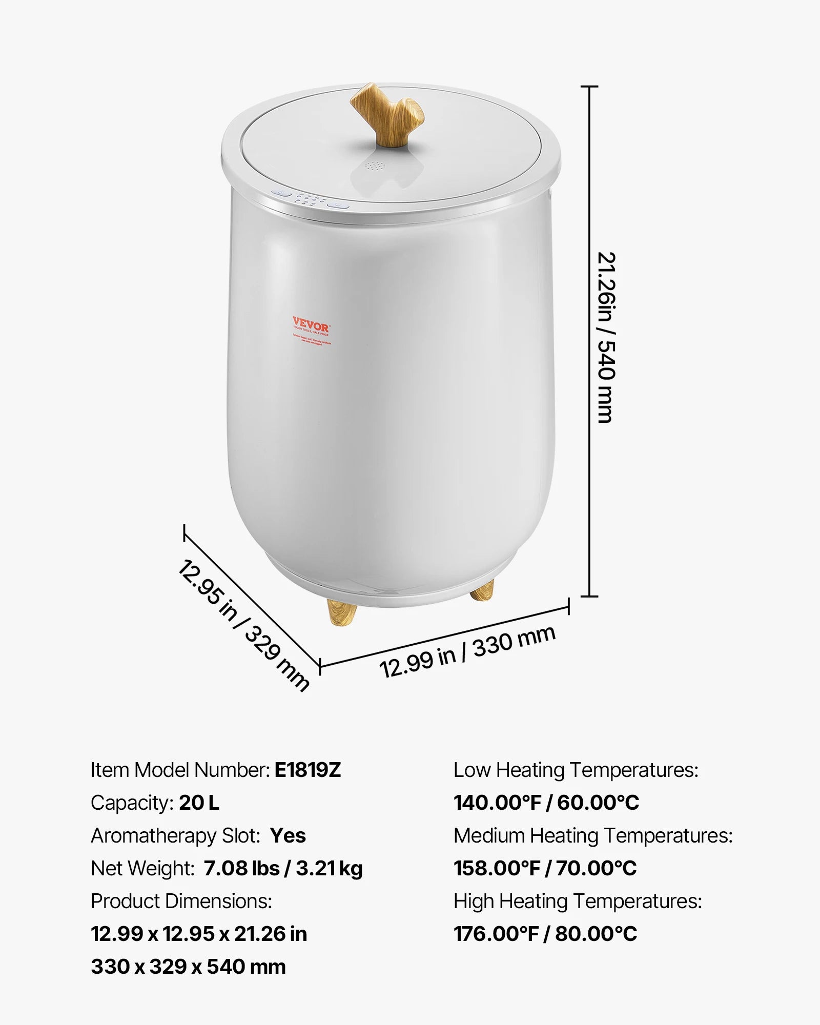 SucceBuy Towel Warmer Bucket 20L