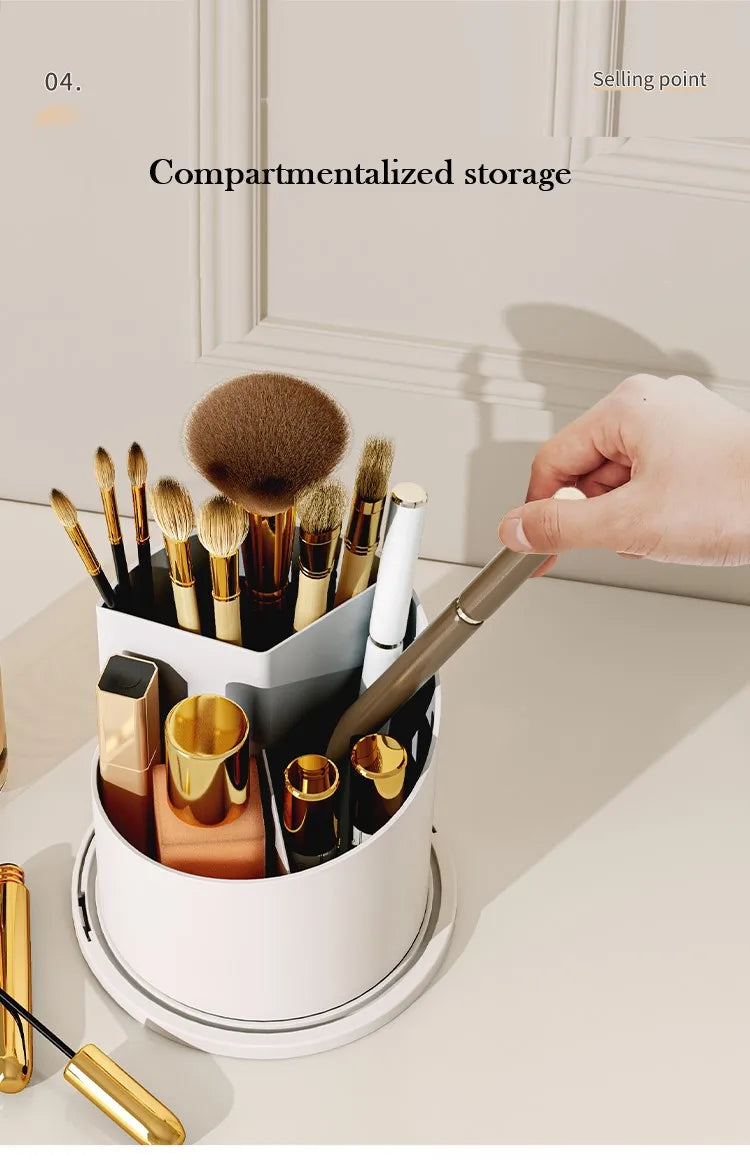 Diamond Birdcage Makeup Brush Holder with Lid 360 Rotating