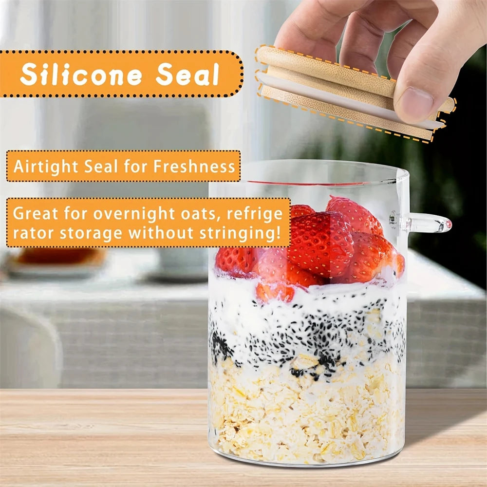 1/2/3/4pcs Airtight Glass Jars with Bamboo Lids and Spoons