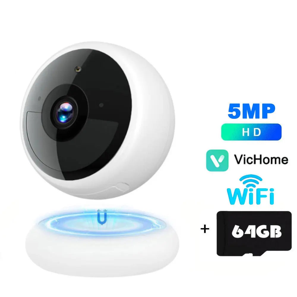 2K 5MP Wi-Fi Home Security Camera with Wireless Outdoor Magnetic Mount (Battery Powered)