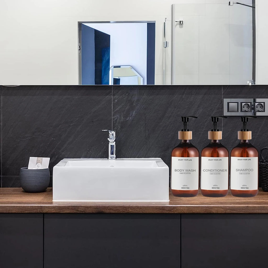 500ml Shampoo and Conditioner Bottles Dispenser 3 Pack