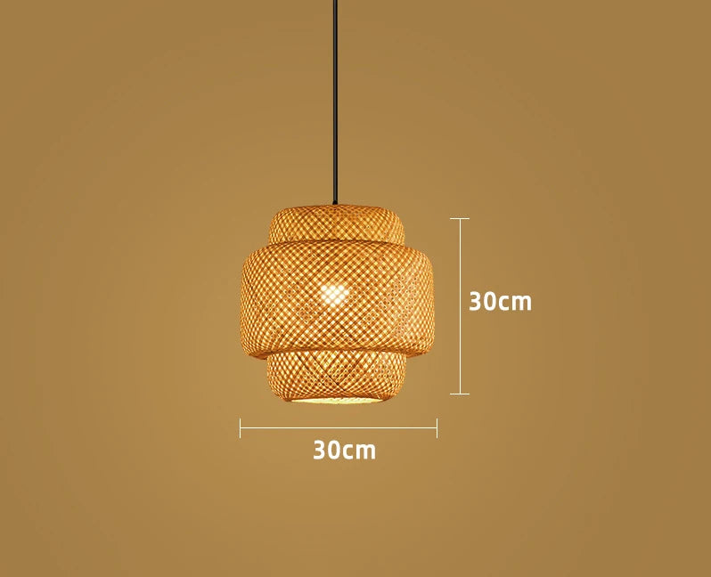 Bamboo Lantern Natural Rattan Wicker E27 L