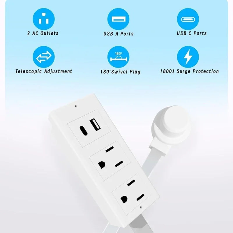 Rotates 180° Electrical Outlet Extender (Adjustable Length)