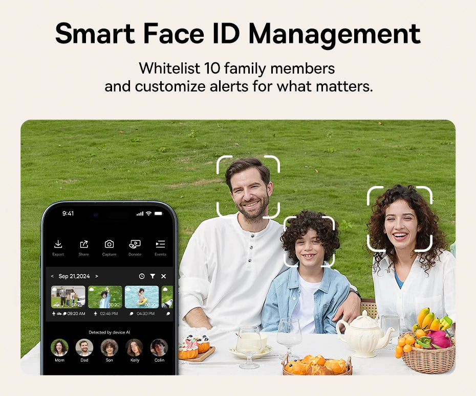 Baseus Security S2 Outdoor Camera 4K Clarity Solar Wireless Wifi Camera Smart Face ID IP67 Waterproof 145°FOV Smart App Control