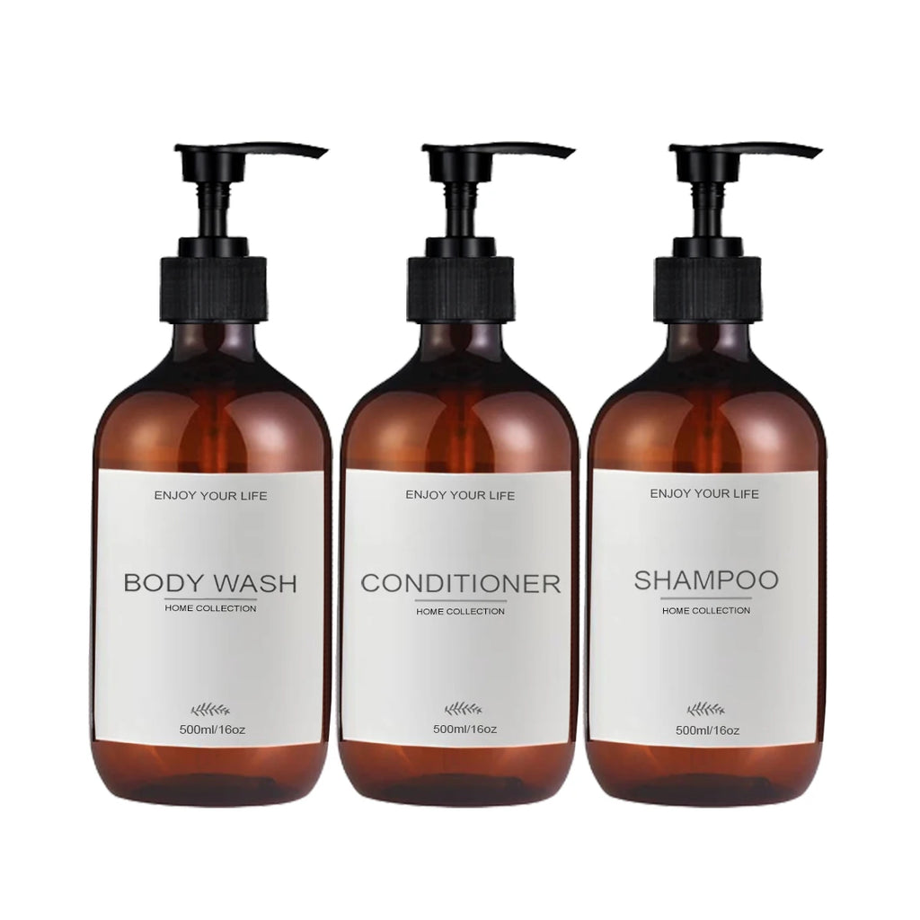 500ml Shampoo and Conditioner Bottles Dispenser 3 Pack