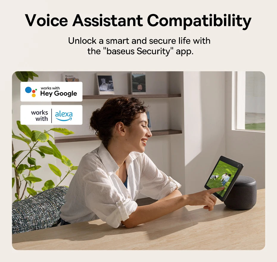 Baseus Security S2 Outdoor Camera 4K Clarity Solar Wireless Wifi Camera Smart Face ID IP67 Waterproof 145°FOV Smart App Control