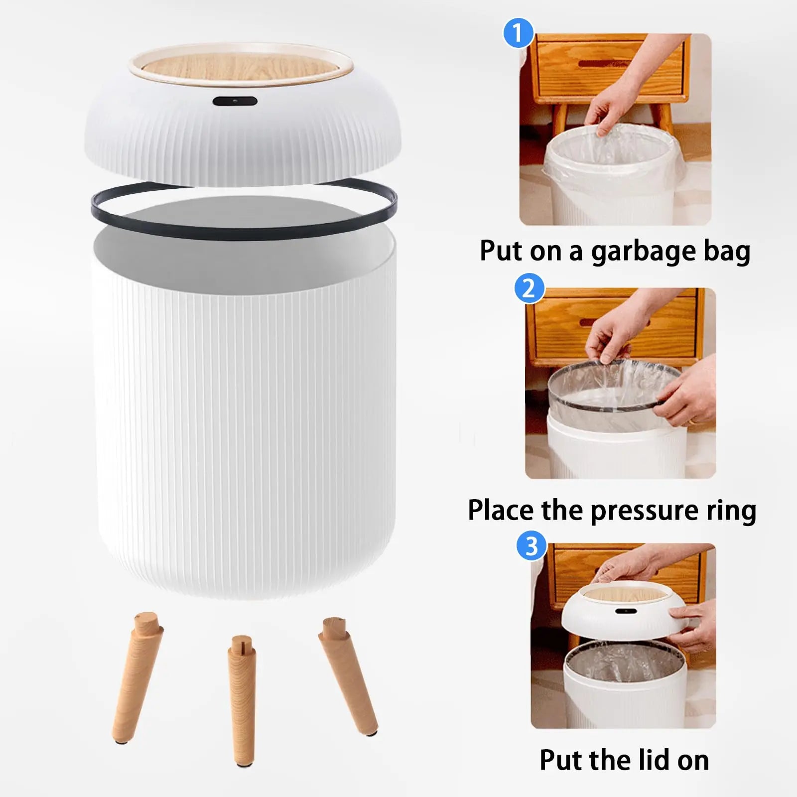 Automatic Motion Sensor Trash Can with Lid