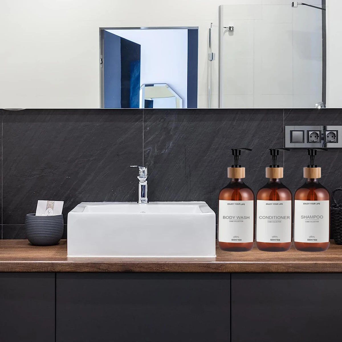 500ml Shampoo and Conditioner Bottles Dispenser 3 Pack