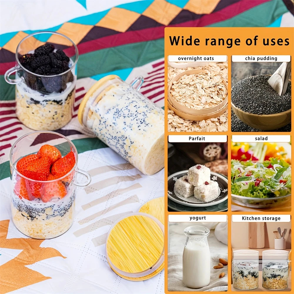 1/2/3/4pcs Airtight Glass Jars with Bamboo Lids and Spoons