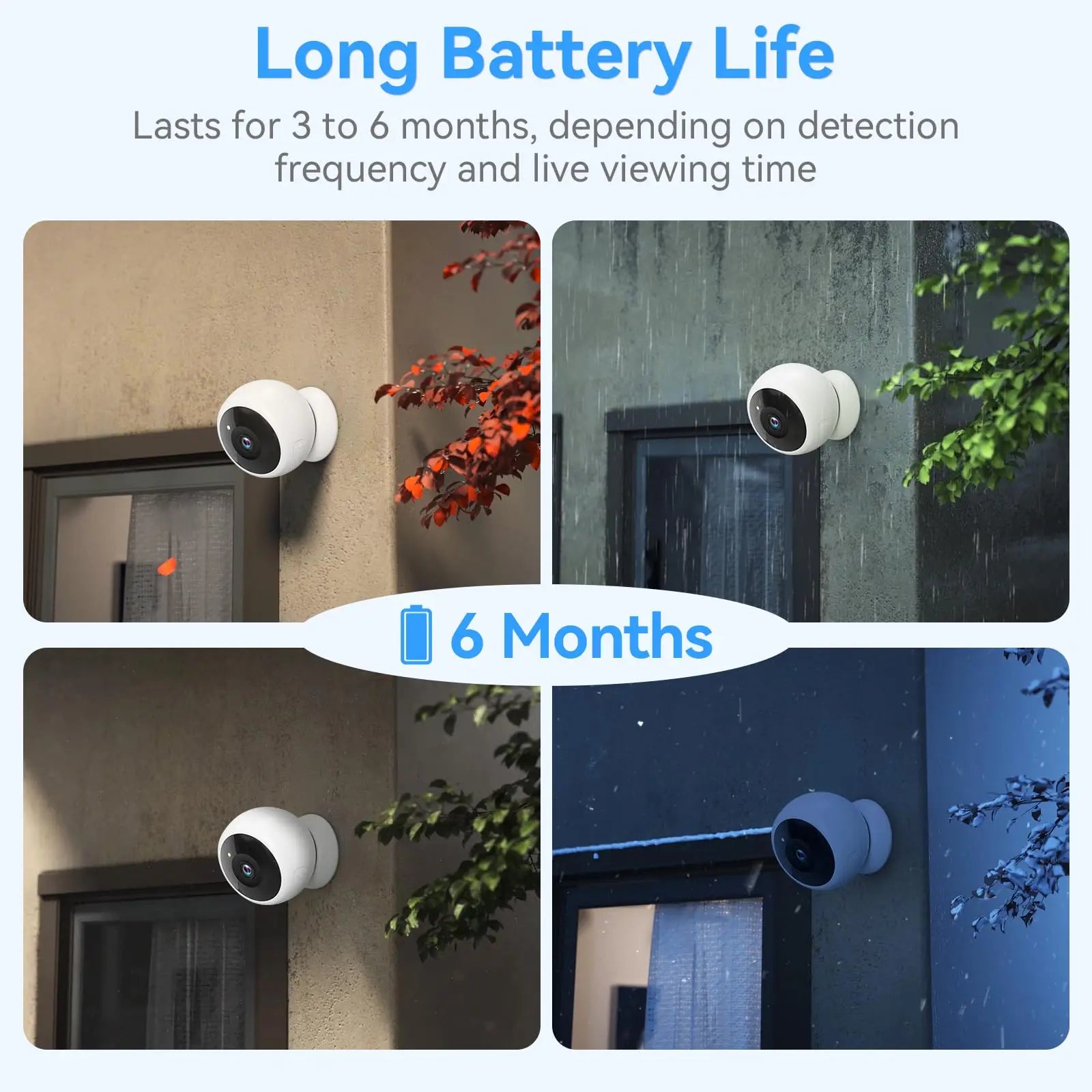 2K 5MP Wi-Fi Home Security Camera with Wireless Outdoor Magnetic Mount (Battery Powered)