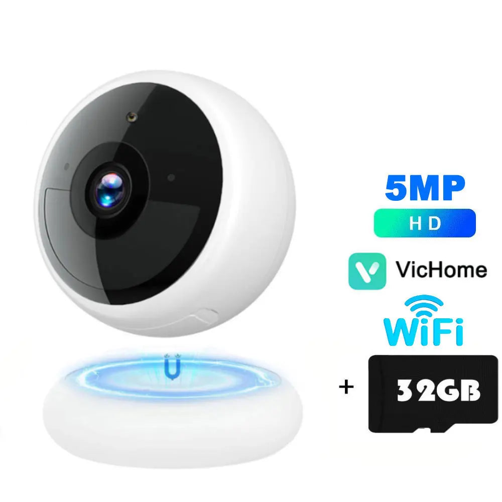 2K 5MP Wi-Fi Home Security Camera with Wireless Outdoor Magnetic Mount (Battery Powered)